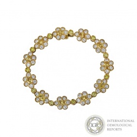 18k Yellow Gold Diamond Set Flower Bracelet 11.88ct